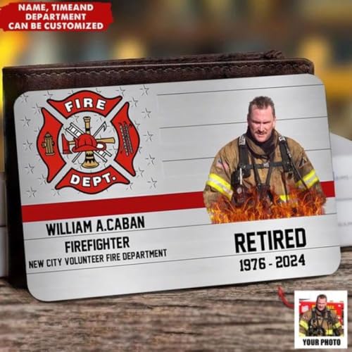 Upload Photo - Personalized Firefighter Custom Department & Name Aluminum Wallet Card3
