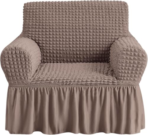 Image of Bails Sofa Cover 1 Seater Fully Covered | Sofa Cover 3 Seater Fully Covered | Sofa Cover 1 Seater | Universal Elastic Bubble Fabric with Frill Sofa Protector Cover (Mouse, 1 Seater)