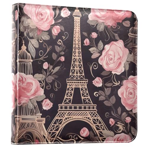Álbum de Fotos Self Adhesive DIY Scrapbook Paris Flores Torre Eiffel 3 Aros 40 Páginas 8x10 miniatura 1