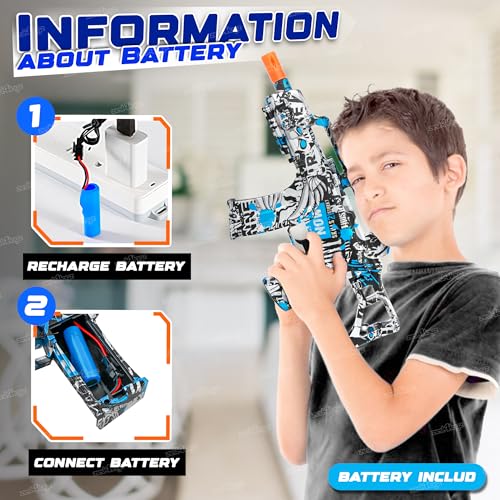 Image of Zest 4 Toyz Shooting Gun for Kids | Foam Blaster Gun for Outdoor Activities with 500 Bullets | Electric Water Bomb Gun with Rechargeable Battery for Boys and Girls