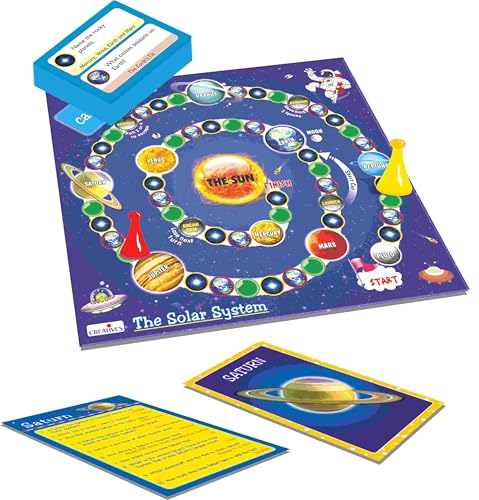 Image of Creative's The Solar System Board Game, Planets Sun Moon Stars Quiz, 98 Question Cards, 2-4 Players, Space Science, STEM Learning Game, Ages 8 and Up