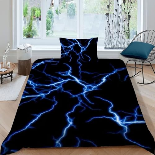 Housse de couette éclair bleu 135x200 microfibre avec taie d'oreiller - 3