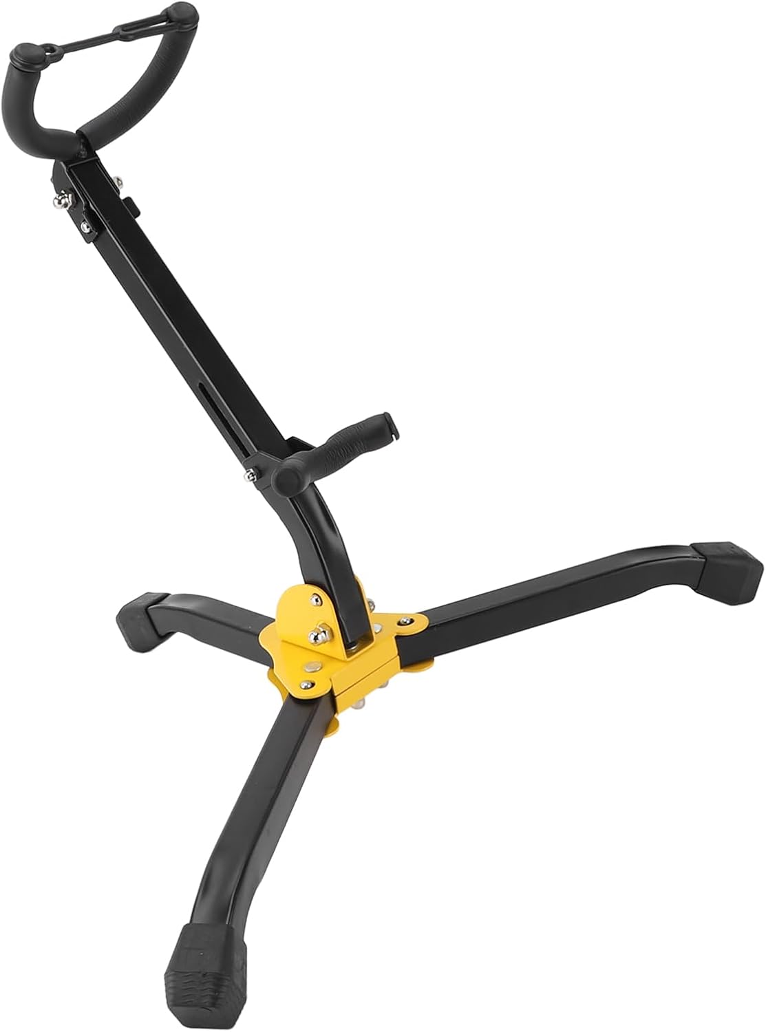 Folding Saxophone Stand, Alto Tenor Sax Holder Rack, Adjustable Metal Triangle Base with Chain Lock and Soft Pad, Portable Display Stand for Alto and Tenor Saxophones