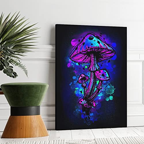 Xdtiopimy Plant Mushroom Pictures Wall Art Decor Colorful Purple Mushrooms Canvas Print Decor Office Room Decor Picture Paintings For Living Room Bedroom Framed Ready To Hang 12X18 Inchs #TOP2