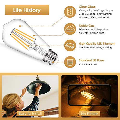 Vintage Led Edison Bulb 60W Equivalent, Doresshop Dimmable 7W St58 Antique Led Filament Light Bulb, Warm White 2700K, E26 Base Squirrel-Cage Antique Lamp For Home Decor, Ul & Energy Star Listed, 4Pack #TOP7