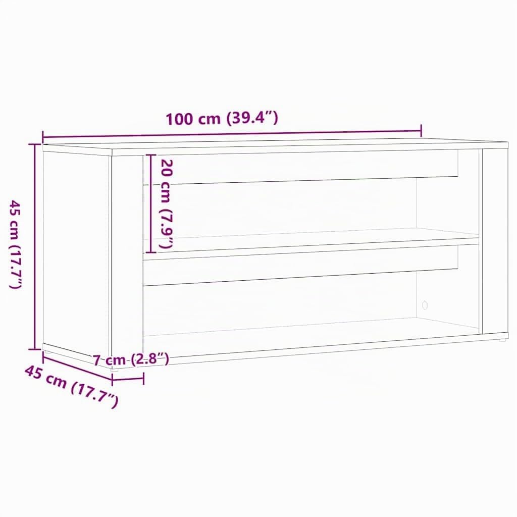 vidaXL Banc à Chaussures chêne Artisanal 100x35x45cm Bois d'ingénierie