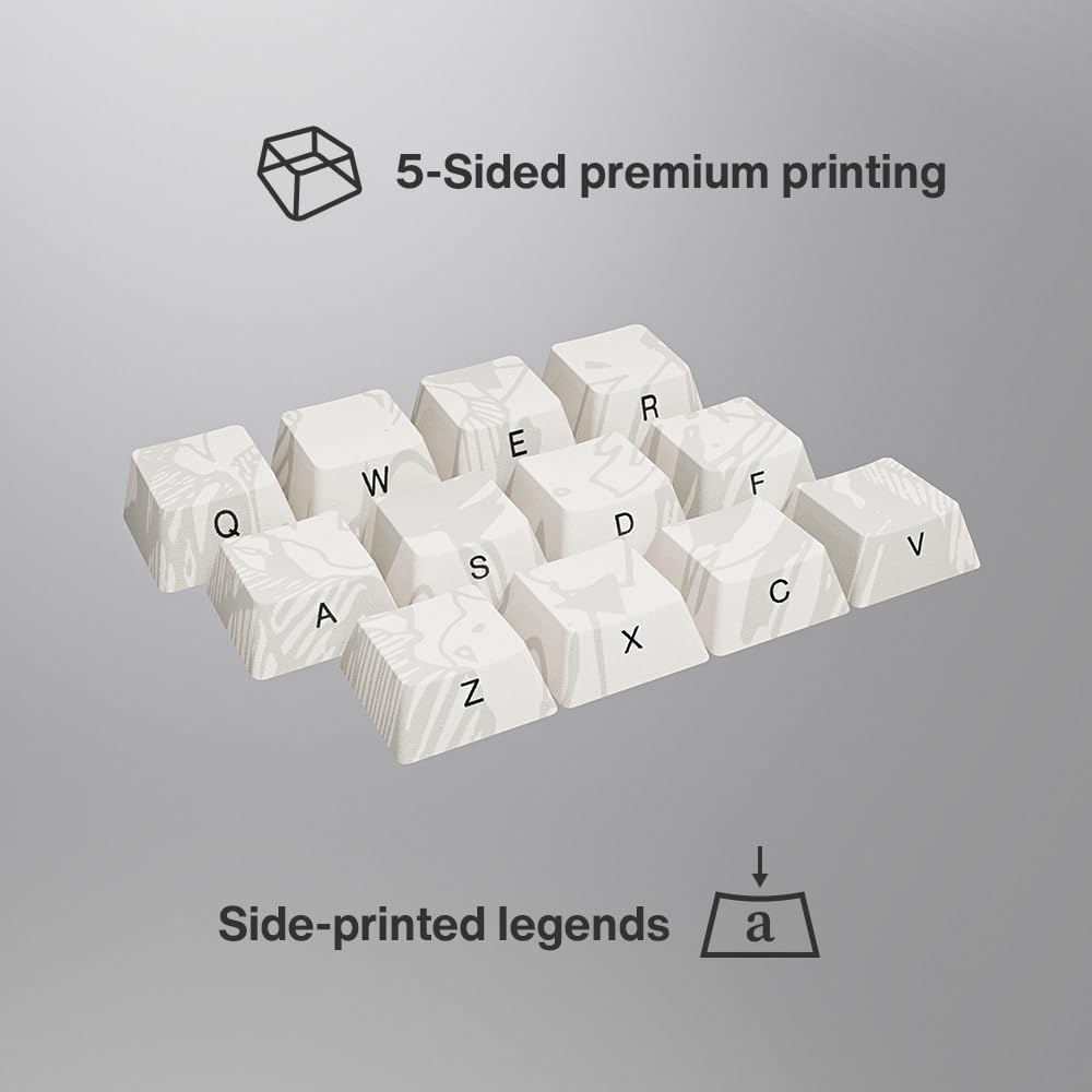 Death Note Ryuk and Light PBT Dye Sub Anime Keycaps for Mechanical Gaming Keyboards, Cherry MX Switches, Custom Side Print, ANSI ISO Support, US Layout - Officially Licensed