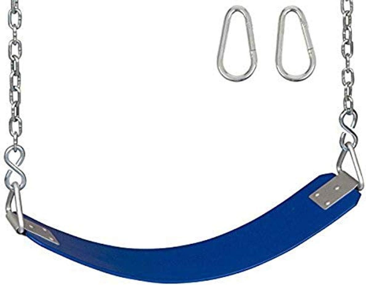 Swing Set Stuff Inc. Polymer Belt Swing (Blue) with Chains and Hooks and SSS Logo Sticker