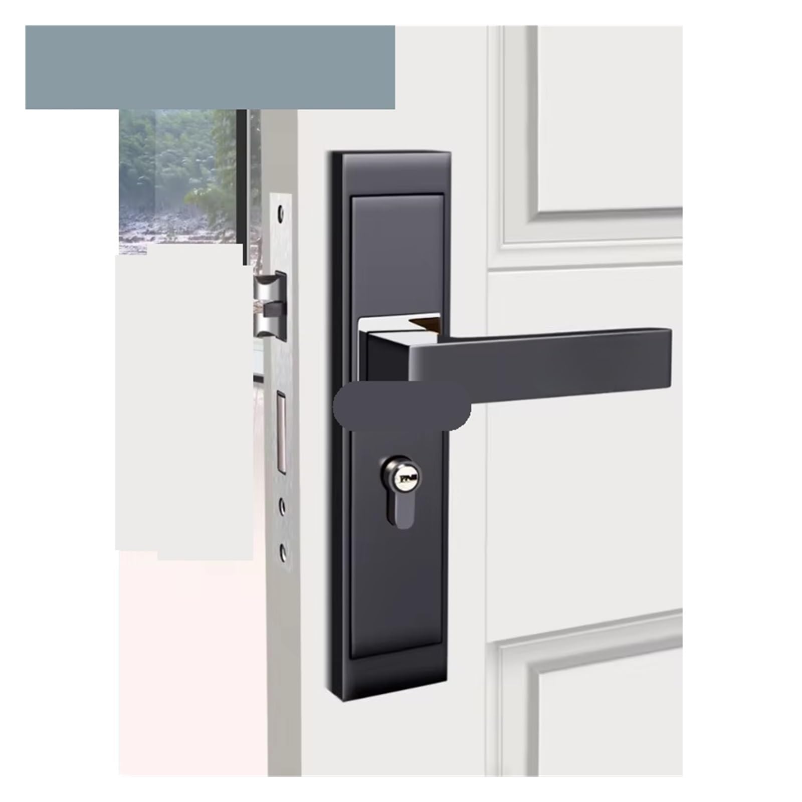Serrure porte intérieure alliage d'aluminium 50mm, finition design épuré avec clé