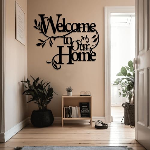 LARNT Metal Wall Art-Welcome to Our Home, Welcome Home Sign,