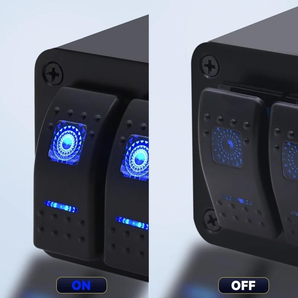 12V/24V 3-Gang Switch Panel With Voltmeter USB IP65