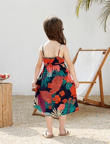 Image of PATPAT Family Matching Outfits Mommy and Me Dresses Hawaiian Tropical Vacation Beach Spaghetti Strap Dress and Shirt