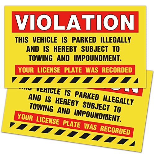 Violation - Vehicle Illegally Parked Parking Violation Notice Vehicle is Illegally Parked -Pack of 50 Parking Violation Stickers Hard to Remove Large Size 5 X 9