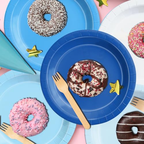 image for CMUSKO 60Pcs Blue Plates and Napkins-Light Blue Party Supplies Gradien