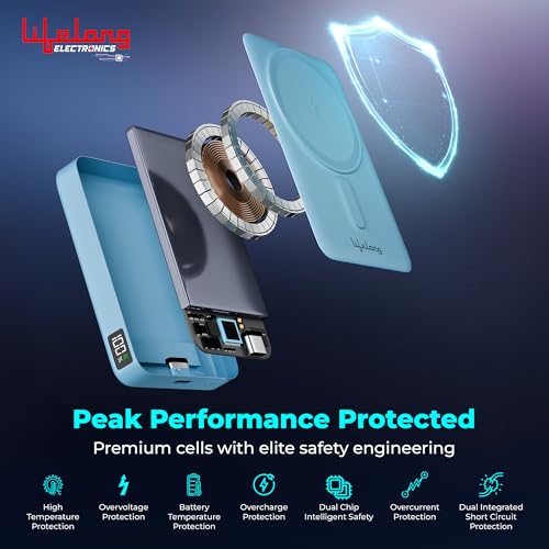 Image of Lifelong Electronics 10000mAh MagSafe Wireless Power Bank | Powerbank for iPhone & Apple AirPods | Works as Mobile Phone Stand | Supports Wired Fast Charging | Has Metal Stand, Battery Display & Cable