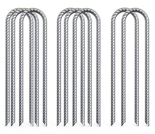 OK5STAR 8-Pack Trampoline Wind Stakes 16 Inch U Shaped Rebar Ground Stakes Galvanized Ground Anchors for Trampoline Security