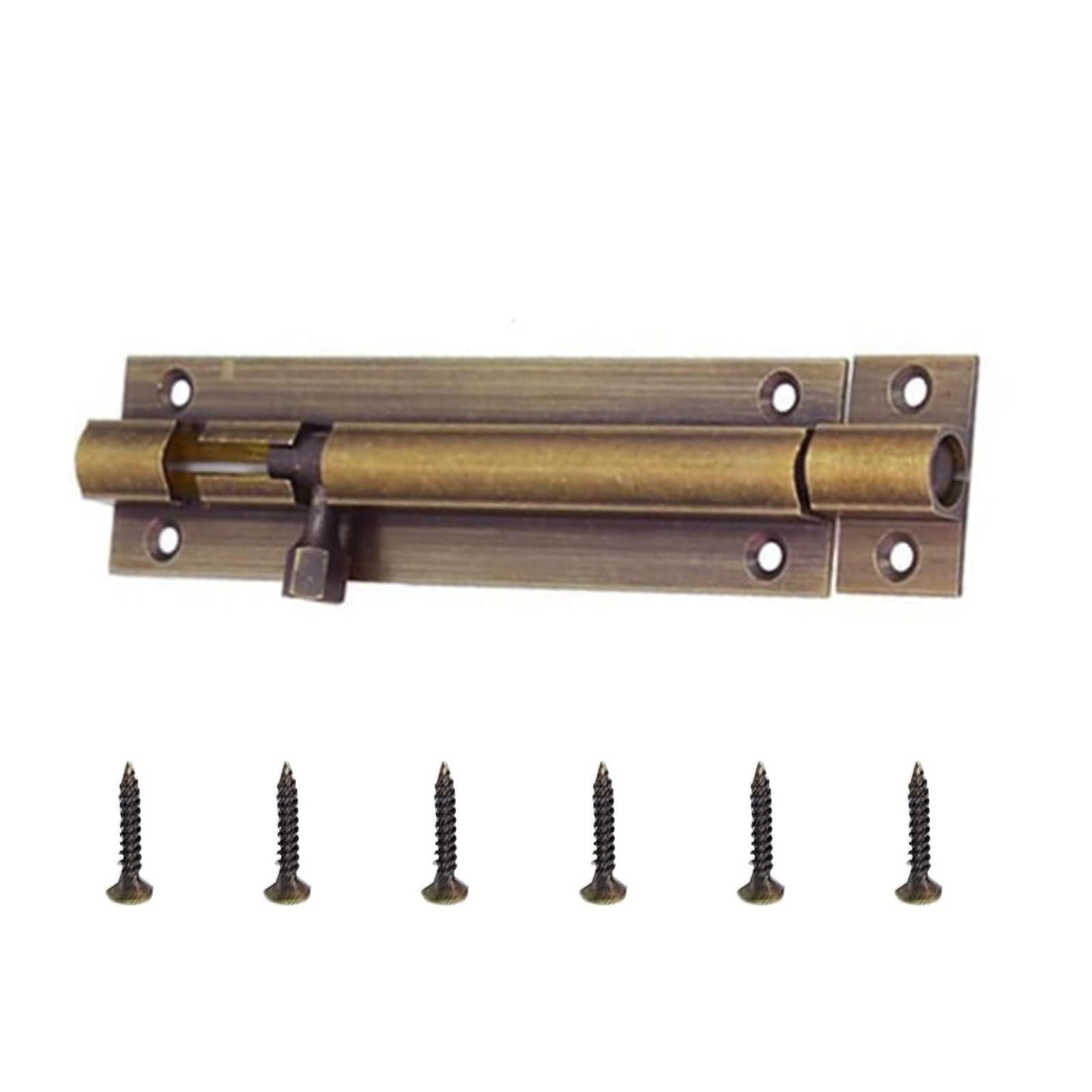 KOOLEVER 4 Inch Brass Door Bolt, Sliding Bolt Lock, Solid Brass Barrel Bolt in Bronze for Internal Doors, Sheds, Bathrooms, Bedrooms, Wooden Gates, High-Strength Small Door Latch
