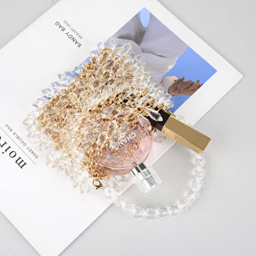 Mini Evening Clutch Handbag for Women, Crystal Beaded Acrylic Purse, Small Cute Crossbody Shoulder Bag for Wedding Party Prom (Not Compatible with Phones), Gold - Image 7