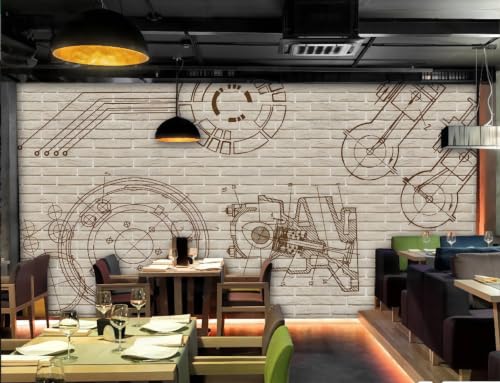 Papel pintado de ladrillo retro 3D de 150x10 cm para pared de cafeteria y restaurante 4