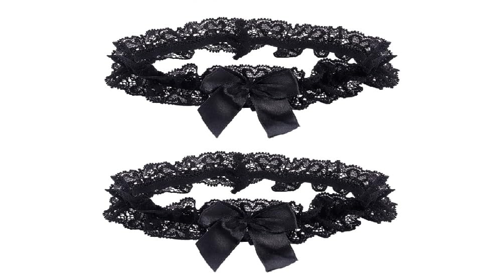 WEBEEDY 2 Stücke Hochzeit Strumpfband Braut Strumpfband mit Spitze Satinschleife Damen Elastisches Strumpfhalter Braut Geschenk Sexy Wedding Garters for Bride Hochzeitsdeko