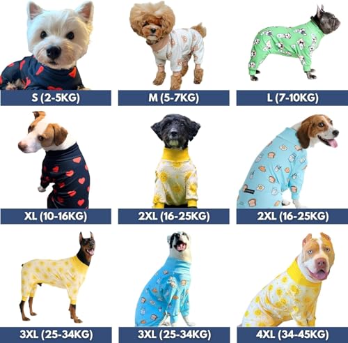 Spark Paws Hundepyjama, ultraweich und 4-Wege-Stretch, Erholungsanzug nach Operation, Schlafanzug Onesie für Kleine, Mittlere und Große Hunde, When Pigs Fly, XL