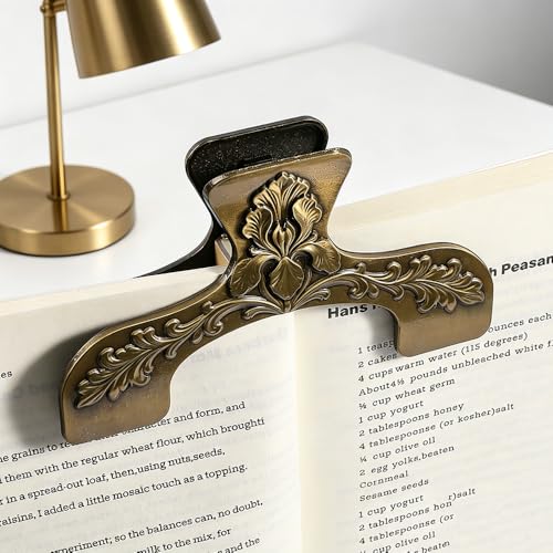 Soporte de metal floral para páginas de libros de cocina y recetas en la cocina