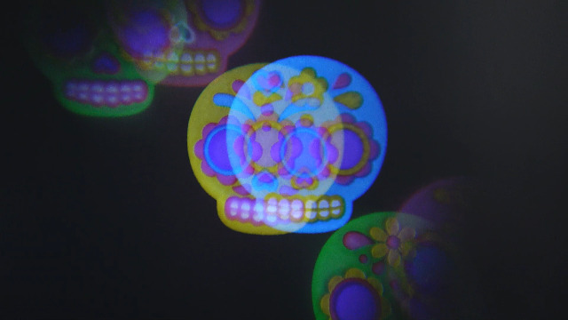 Image of Baquler Day of the Dead Decoration Flameless Candles Sugar Skull Projector Light Colorful Skull LED Candle Battery Operated Night Light with Remote and Timer Indoor Bedroom Halloween Mexican Decor