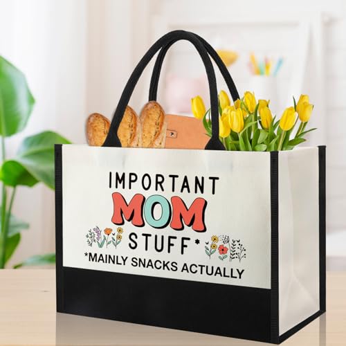 Image of Gifts for Mom from Daughter Son, New Step Bonus Mom Birthday Cool Gifts for Mama Mammy, Mother Shopping Canvas Tote Bag