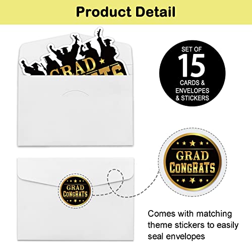 Rewidparty Graduation Silhouette Shaped Fill-In Invitations With Envelopes & Stickers（Set Of 15） Graduation Party Invites Grad Congrats Cards Grad Celebration Supplies For High School Or College #TOP3