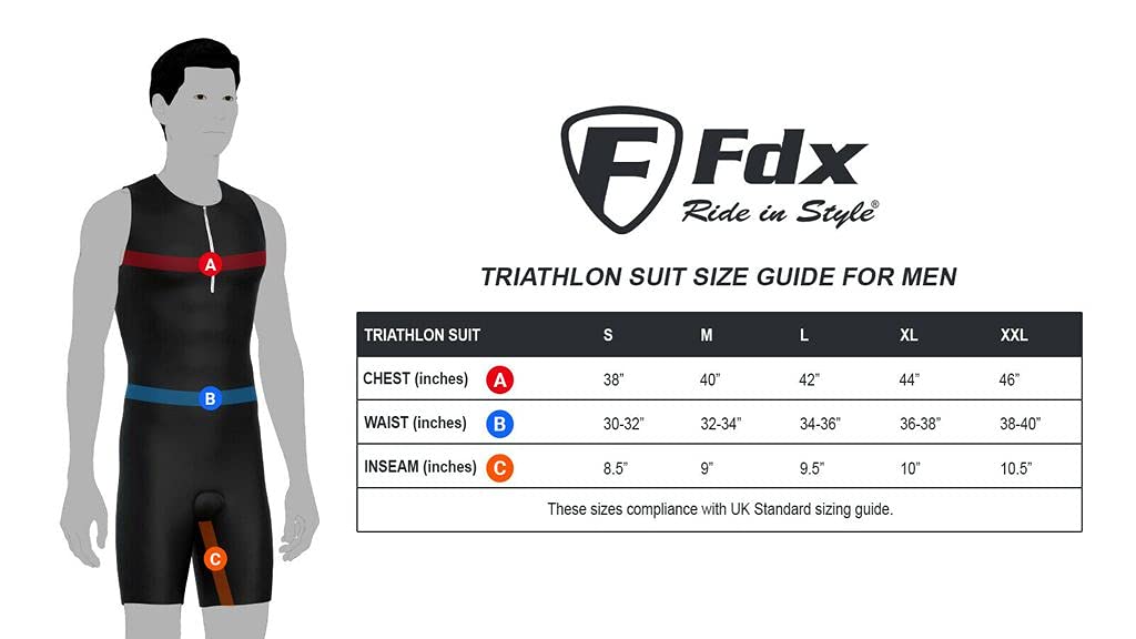 Tuta Da Triathlon FDX Uomo - Compressione, Imbottita, Per Nuoto, Ciclismo E Corsa - Foto 7