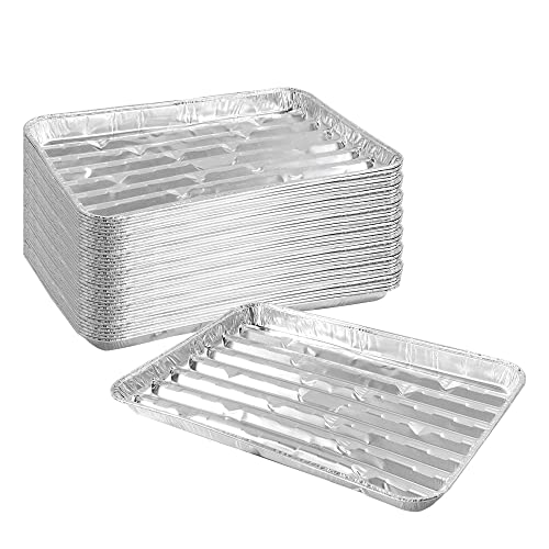 40 Pack Disposable Aluminum Broiler Pan 13 x 9 x 1inch Aluminum Foil Grill Pans, Disposable Foil Baking Sheet Pans for Oven, Baking, BBQ, Takeout  