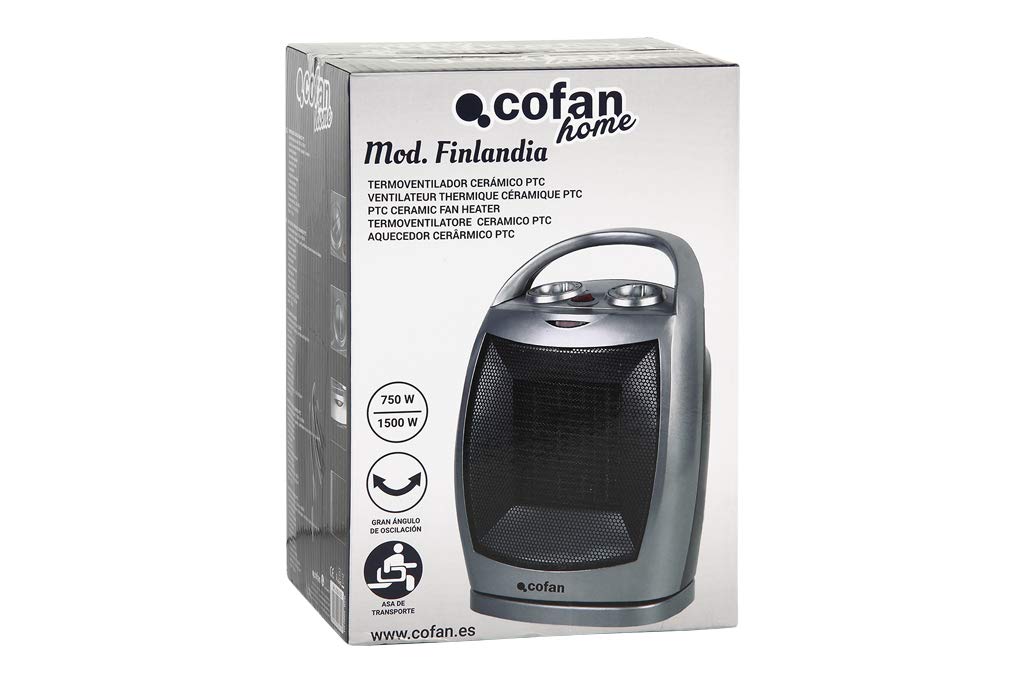 Cofan Termoventilador Eléctrico | Modelo Finlandia | Doble Función de Calor 750-1500 W | Calefactor Cerámico PTC