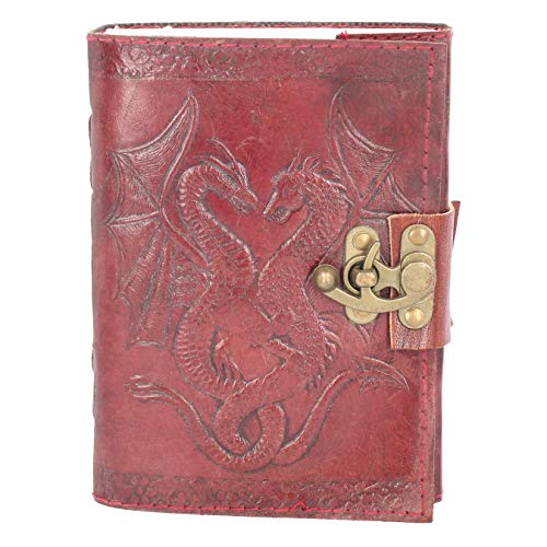 Journal intime en cuir de 20 cm façon grimoire double dragon