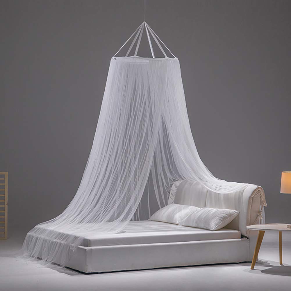 Baldaquin rond moustiquaire blanche 150cm avec sac de rangement