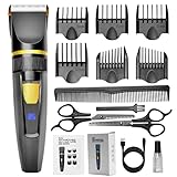 【 Cortapelos y Barba Kit 13 en 1】- Kit maquina de cortar pelo hombre profesional con accesorios completos para recortar pelo/ barba/ oreja/ recortador de cuerpo etc. Viene con 6 peines de guía, 2 tijeras peluquería, 1 peine cortapelo, 1 aceite de mantenimiento, 1 cepillo de limpieza, cable USB y manual de usuario. Kit de maquina recortar barba hombre todo en uno para diferentes necesidades de peinado y estilo de corte, perfecto para el hogar y la peluquería.