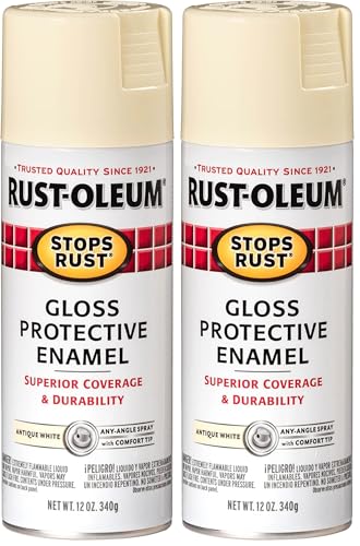 Image of Rust-Oleum 7794830 Stops Rust Spray Paint, 12 oz, Gloss Antique White (Pack of 2)