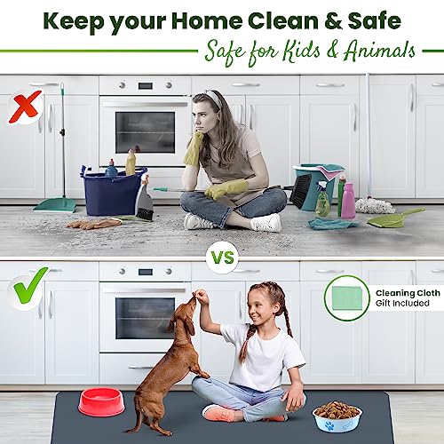 Image of Premium Silicone Mat 25 inch x 17 inch Multipurpose Cooking Mat Thick Heat Resistant, Kitchen Counter Mat Waterproof - Coffee Machine, Countertop Protector Air Fryer, Baking mat (Grey)