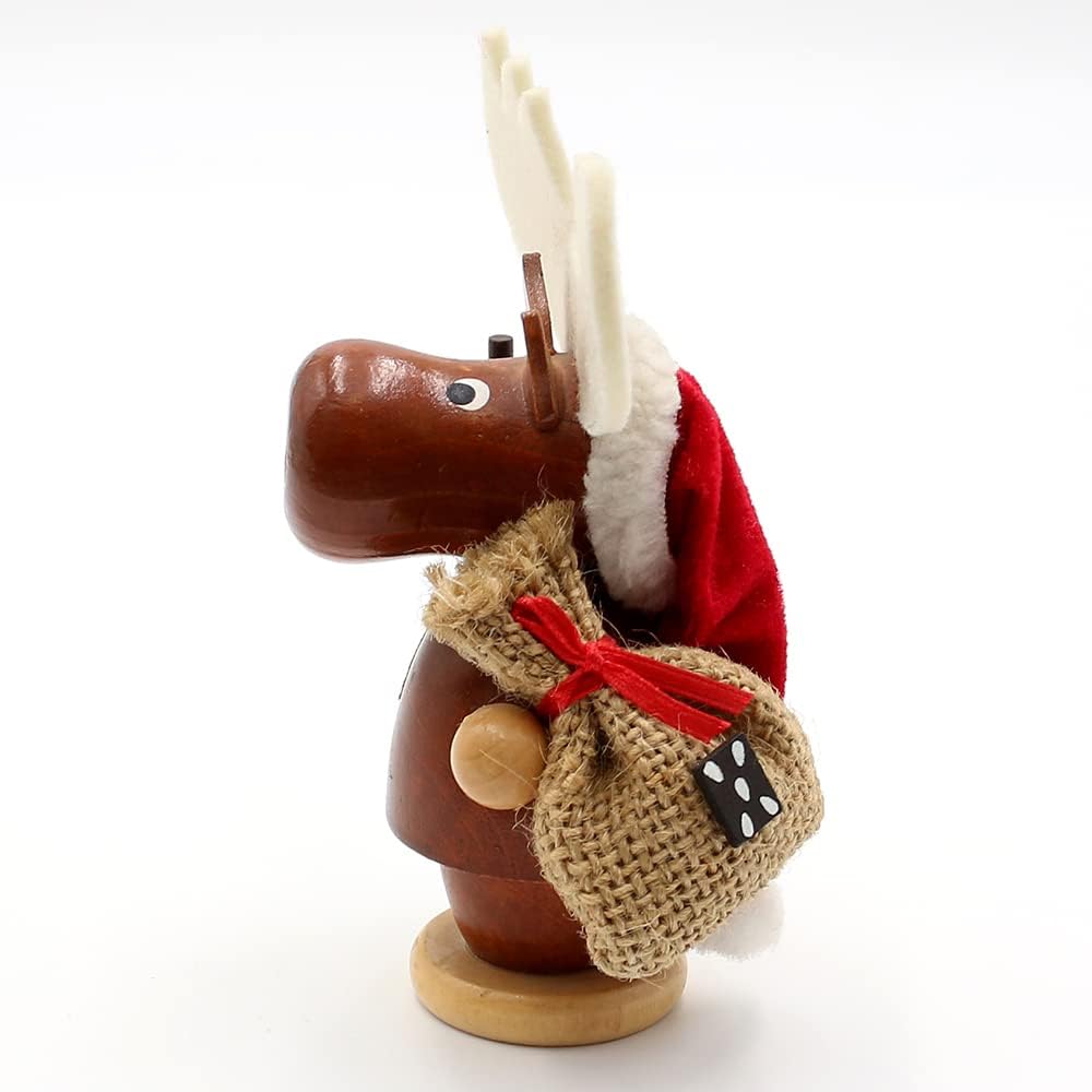 Dekohelden24 Funny Wooden Smoker Elk with Jute Bag 520099 Dimensions (L x W x H): 7 x 6 x 14 cm