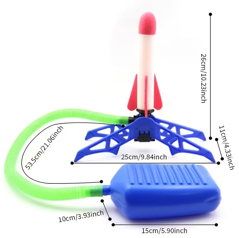 Image of Rocket Launcher, 3 Soft Foam Rockets, Outdoor and Garden Games, Stomp Air Rocket Launcher with LED Lights Gift for Kids Age 3 Years and Up