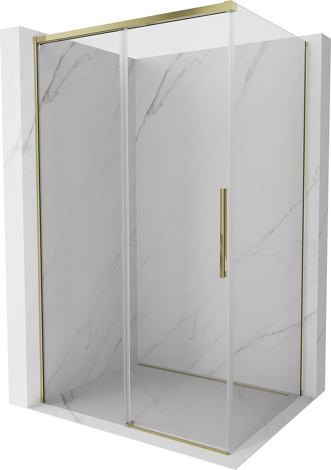 Mexen Rox Box doccia scorrevole, 130 x 100 cm, trasparente, oro