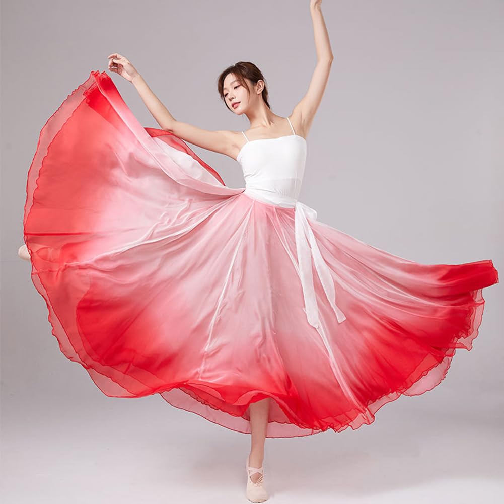 EFLALYHG Abito da Ballo Lungo in Stile Bohémien da Donna, con Orlo sfumato, Abiti da Competizione di Danza Professionale
