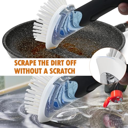 image for Soap Dispensing Replacement Dish Brush Storage Set with 2 PCS Brush Re