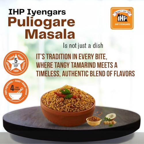 Image of IHP Iyengars Puliogare Masala - Authentic South Indian Tamarind Rice Mix - Pack of 3 (200g Each) - Quick & Easy - No Preservatives