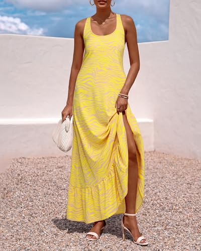 Image of NOLLSOM Casual Women's Summer Dresses 2025 Sundress Sleeveless Floral Boho Long Dresses Beach Vacation Clothes