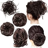 4 Pieces Messy Hair Bun Straight Hair Bun for Women Hair Extensions Short Ponytail Bun Elastic Easy...