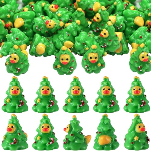 Weysat 120 Pcs Mini Christmas Resin Ducks Xmas Tree Miniature Duck Figurine