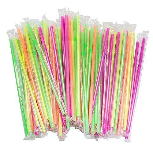Jacent Plastic Neon Flex Drinking Straws 100-Pack