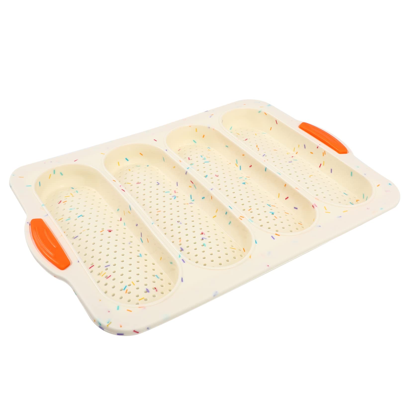 AUTSUPPL French Bread Silicone Bakeware Non-stick Four-slot Baking Tray for Oven for Home Bakery Use Easy Demold Striped Design