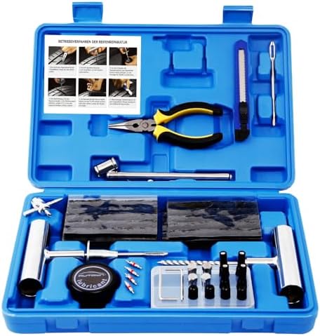 AUTOWN Reifenreparaturset, 68-teilige Universal-Reifenreparaturwerkzeuge | Professionelles Autoreifenreparaturset für Reifenpannen und Stopfen, Auto, Motorrad, ATV, SUV, LKW, Trakt