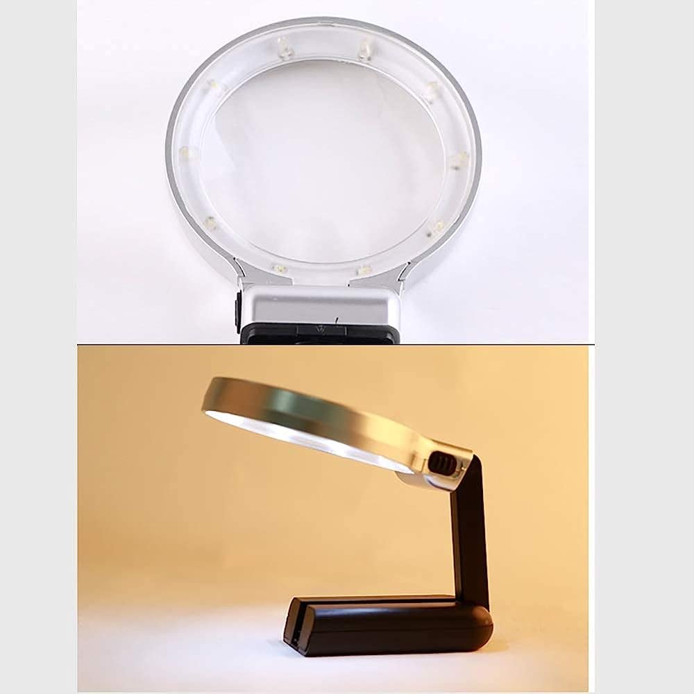 Lente d'Ingrandimento Grande Pieghevole Portatile 2 modalità LED 3X Lettura per Anziani ipovedenti Libri Pagine riviste giornali mappe Gioielli Lente d'Ingrandimento/Nero